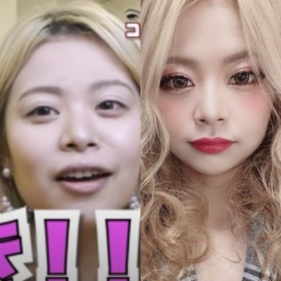 エルフ荒川のスッピンとメイク画像比較
